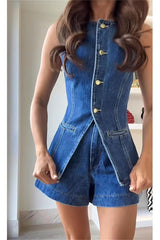 Abel Denim High Waist Relaxed Fit Shorts