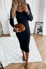 A Day Ribbed Knit Midi Dress