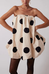 Polka Dot Print Off-shoulder Sleeveless Loose Mini Dress