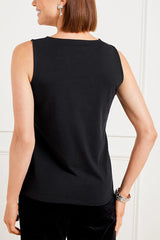 AddtoCart Luster Sequin Patchwork Crew Neck Loose Tank