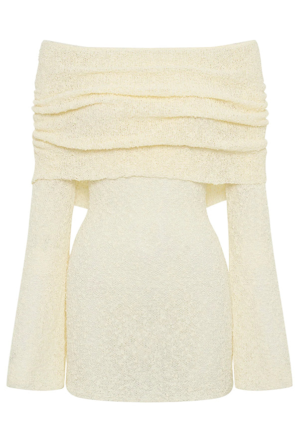 and Off-shoulder Long-sleeved Mini Dress