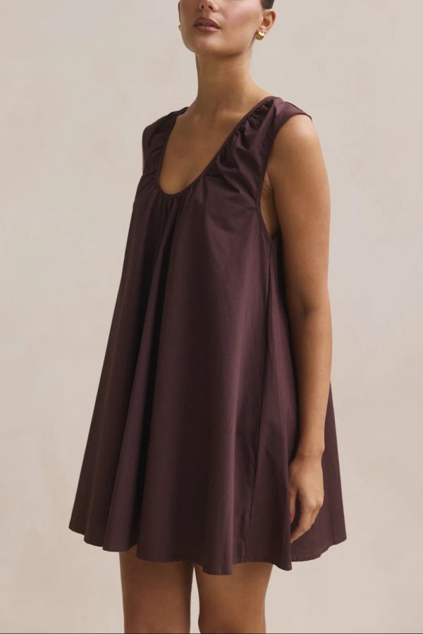 Polka Dot Print U-neck Sleeveless Loose Mini Dress