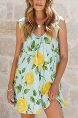 Polka Dot Print U-neck Sleeveless Loose Mini Dress