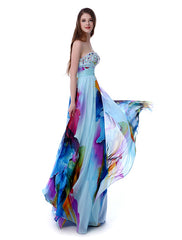 African Floral Print Chiffon Party Prom Dress