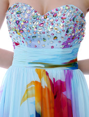 African Floral Print Chiffon Party Prom Dress