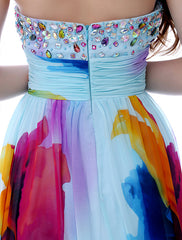 African Floral Print Chiffon Party Prom Dress