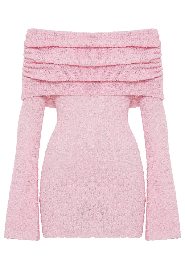 and Off-shoulder Long-sleeved Mini Dress