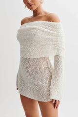 and Off-shoulder Long-sleeved Mini Dress