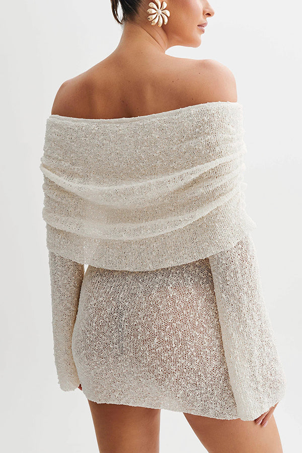 and Off-shoulder Long-sleeved Mini Dress